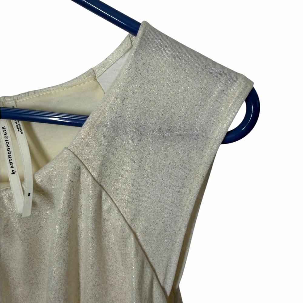 Women’s Anthropologie Gold Shimmer Sleeveless Blouse with a gathered hem! Size M - Picture 3 of 6